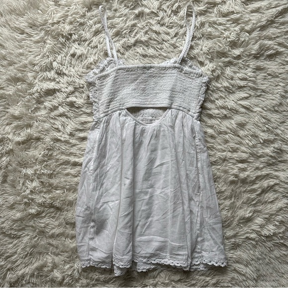 American Eagle Ruffle Upper Back Cutout White Mini Dress New With Tags Size M - Picture 8 of 10